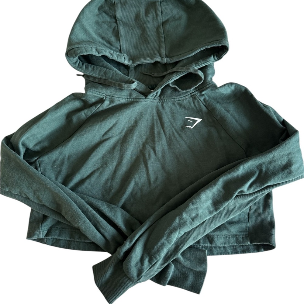 Green Cropped Hoodie